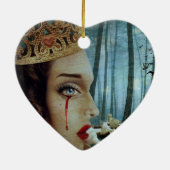 Gothic Surreal Unieke Collage Sad Queen of Hearts Keramisch Ornament (Achterkant)