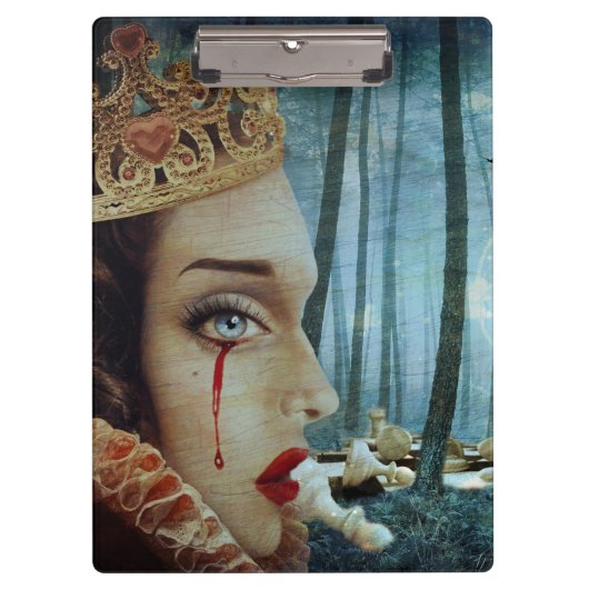 Gothic Surreal Unieke Collage Sad Queen of Hearts Klembord (Voorkant)