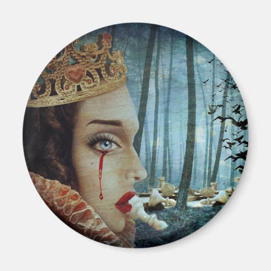 Gothic Surreal Unieke Collage Sad Queen of Hearts Magneet (Voorkant)