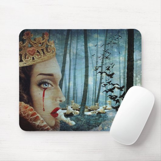 Gothic Surreal Unieke Collage Sad Queen of Hearts Muismat (Met muis)