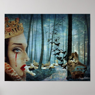 Gothic Surreal Unieke Collage Sad Queen of Hearts Poster