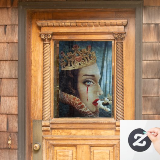 Gothic Surreal Unieke Collage Sad Queen of Hearts Raamsticker (Huis Deur)