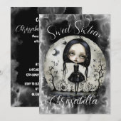 Gothic Sweet Sixteen verjaardagsfeestje uitnodigin Kaart (Voorkant / Achterkant)