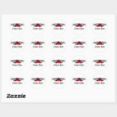 Gothic Swirl Rozen Dank je Stickers, Red Ronde Sticker (Vel)
