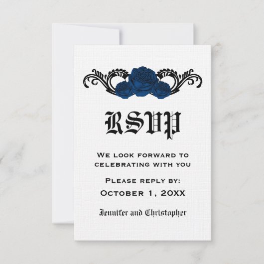 Gothic Swirl Rozen Response Card, Blue Kaart (Voorkant)