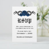 Gothic Swirl Rozen Response Card, Blue Kaart (Staand voorkant)