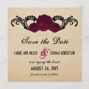 Gothic Swirl Rozen Save the Date Invite, Fuchsia