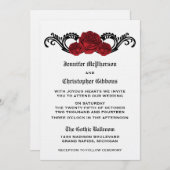 Gothic Swirl Rozen Wedding Invite, Red Kaart (Voorkant / Achterkant)