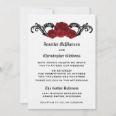 Gothic Swirl Rozen Wedding Invite, Red Kaart (Voorkant)