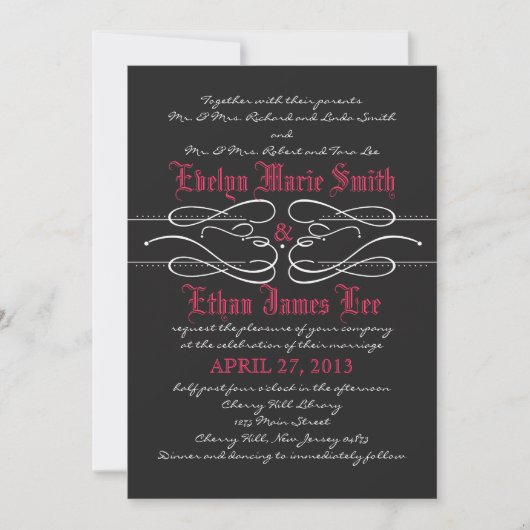 Gothic Swirl Wedding Invitation Kaart (Voorkant)