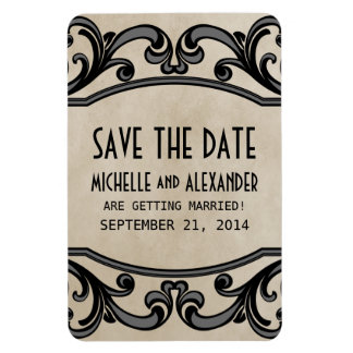 Gothic Swirls Save the Date Magnet, Grey Magneet