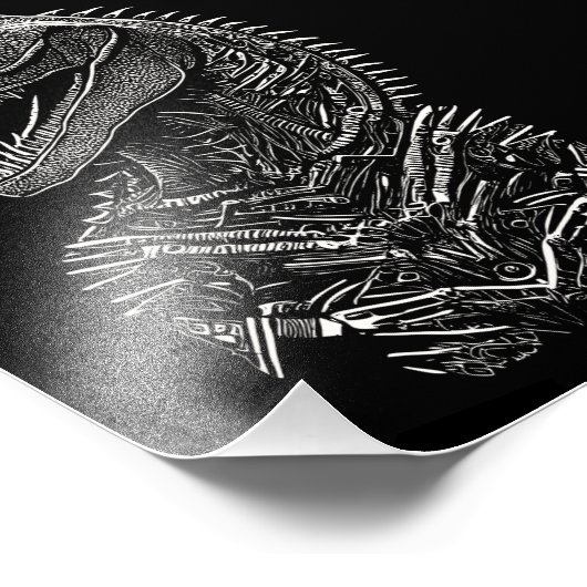 Gothic T-Rex Dinosaur Foto Afdruk (Hoek)