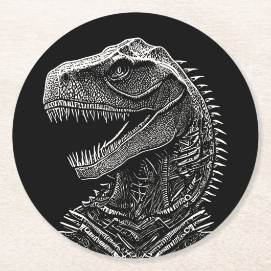 Gothic T-Rex Dinosaur Ronde Kartonnen Onderzetter (Voorkant)