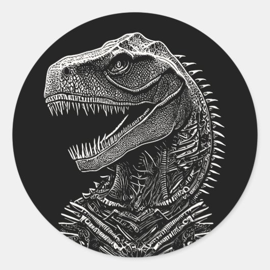 Gothic T-Rex Dinosaur Ronde Sticker (Voorkant)