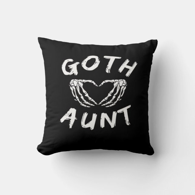 Gothic Tante Funny Emo Tante Punk Schattige Skelet Kussen (Voorkant)