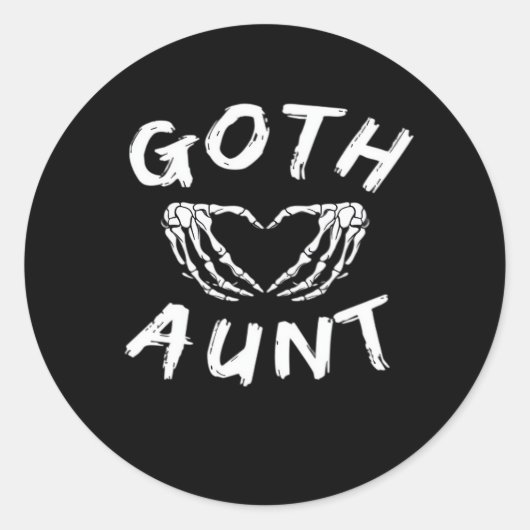 Gothic Tante Funny Emo Tante Punk Schattige Skelet Ronde Sticker (Voorkant)