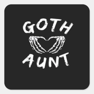 Gothic Tante Funny Emo Tante Punk Schattige Skelet Vierkante Sticker