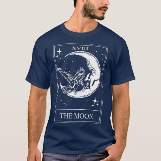Gothic Tarot Card crescent moon XVIII 18 met en T-shirt (Voorkant)