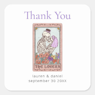 Gothic Tarot Kaart liefhebbers bruiloft dank u Vierkante Sticker