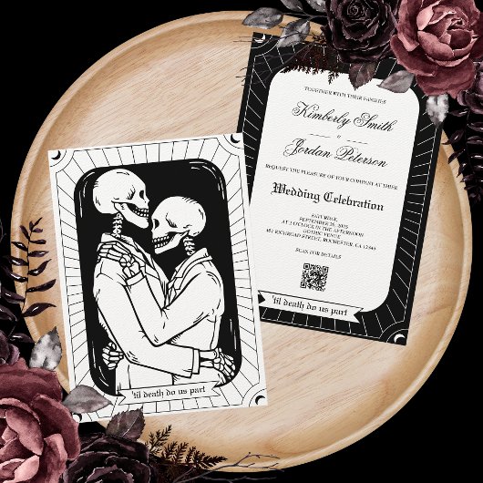 Gothic Tarot Kaart Wedding Invitation QR Code