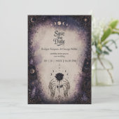 Gothic Tarot Maan Roos Skelet Bruiloft Kaart (Staand voorkant)