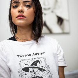 Gothic Tarot Skelet Mystieke Hemelse Bloemen T-shirt