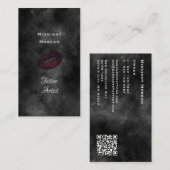 Gothic Tattoo Artiest Red Lips QR Code Visitekaartje (Voorkant / Achterkant)