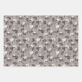 Gothic Taupe Grijze Schedels en Strepen Halloween Inpakpapier Vel (Voorkant 3)