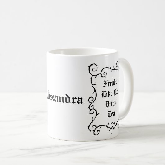Gothic Tea Drinker Aangepaste naam Gepersonaliseer Koffiemok (Voorkant rechts)