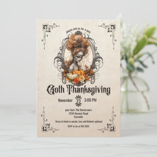 Gothic Thanksgiving Kaart (Staand voorkant)