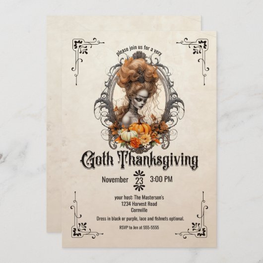 Gothic Thanksgiving Kaart (Voorkant / Achterkant)