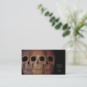 Gothic Three Skulls Sepia Brown Macabre Visitekaartje (Staand voorkant)