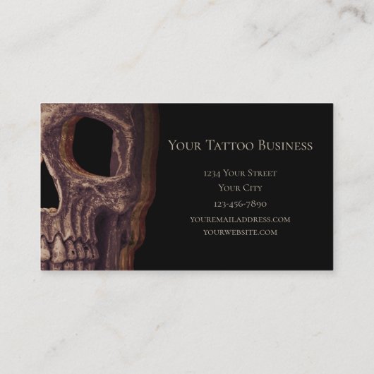 Gothic Three Skulls Sepia Brown Macabre Visitekaartje (Achterkant)