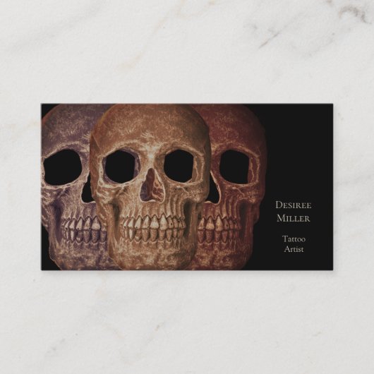 Gothic Three Skulls Sepia Brown Macabre Visitekaartje (Voorkant)