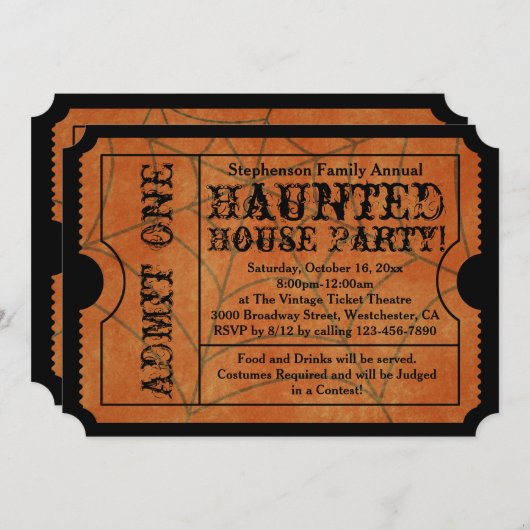  Gothic Ticket Haunted House Halloween Party Kaart (Voorkant / Achterkant)