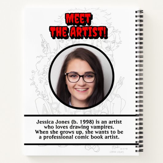 Gothic Tiener Meisje Uw Kunstwerk Naam Fotoschets Notitieboek (Achterkant)