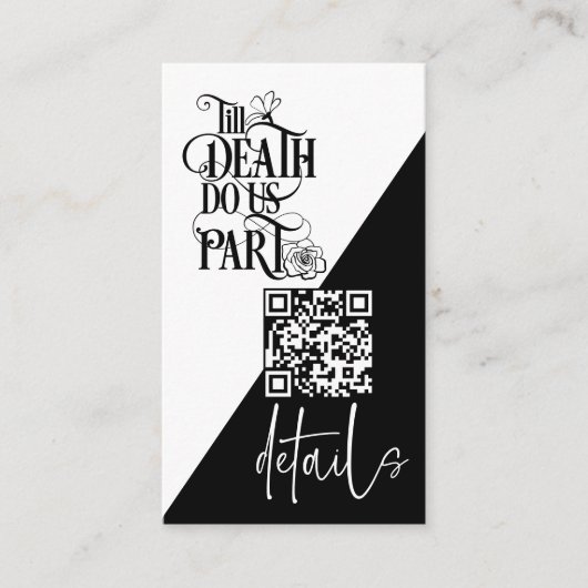 Gothic Til Death Do us Part QR Bruiloft Details Informatiekaartje (Voorkant)