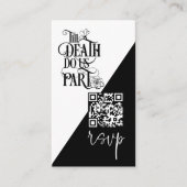 Gothic Til Death Us Do Part QR Bruiloft Zwart RSVP Informatiekaartje (Voorkant)