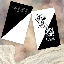 Gothic Til Death Us Do Part QR Bruiloft Zwart RSVP Informatiekaartje