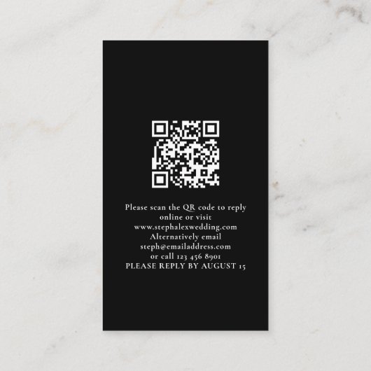Gothic Til Death Us Do Part QR Zwart Bruiloft RSVP Informatiekaartje (Achterkant)