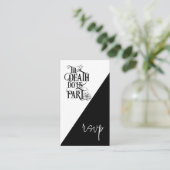 Gothic Til Death Us Do Part QR Zwart Bruiloft RSVP Informatiekaartje (Staand voorkant)