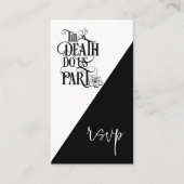 Gothic Til Death Us Do Part QR Zwart Bruiloft RSVP Informatiekaartje (Voorkant)