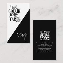 Gothic Til Death Us Do Part QR Zwart Bruiloft RSVP Informatiekaartje