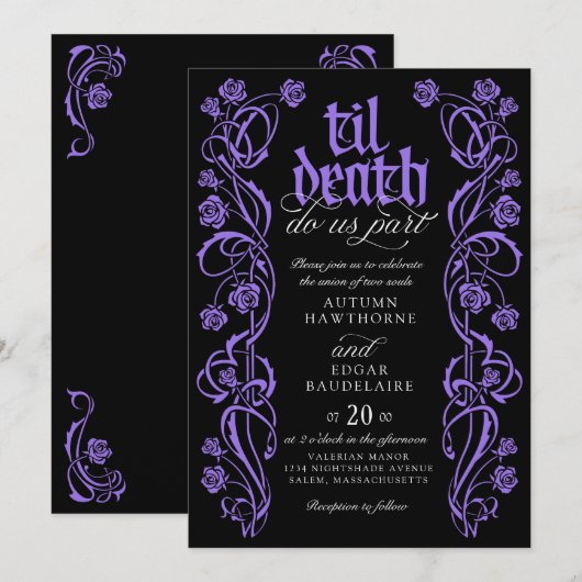 Gothic Til Death Wedding Kaart (Voorkant / Achterkant)