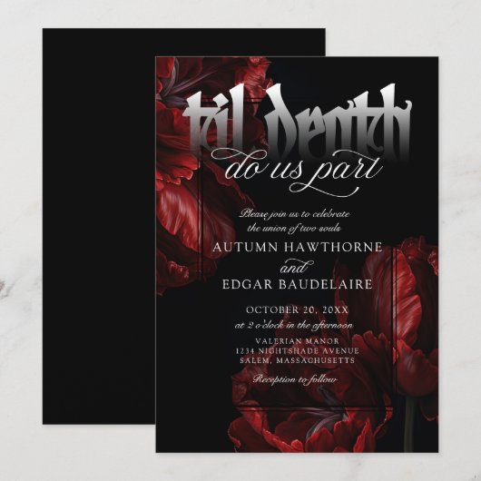 Gothic Til Dood Bruiloft Kaart (Voorkant / Achterkant)