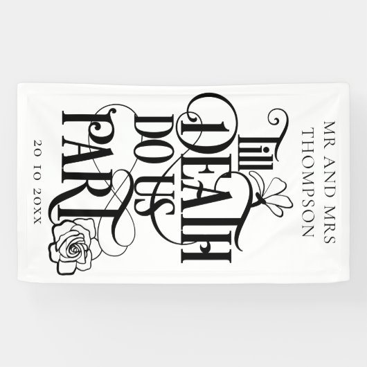 Gothic Till Death Do us Part Bruiloft Banner (Horizontaal)