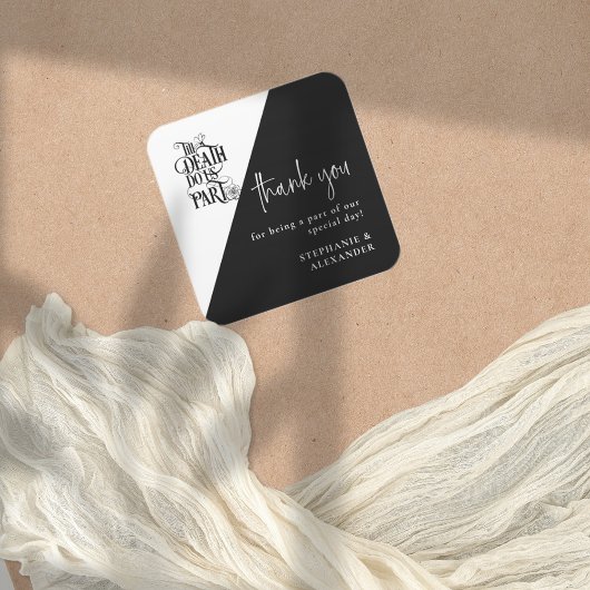 Gothic Till Death Do us Part Dank je bruiloft Vierkante Sticker