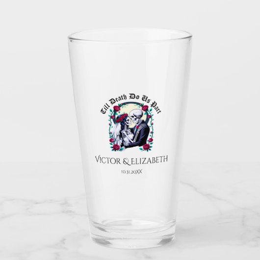 Gothic Till Death Do Us Part Een Skeleton-bruiloft Glas (Voorkant)