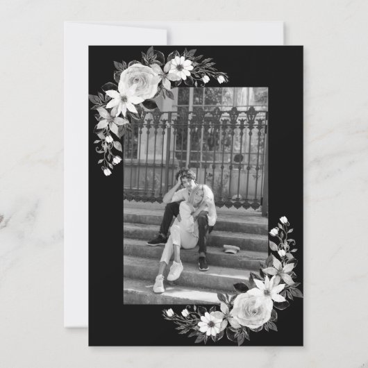 Gothic Till Death Do us Party Zwart Bloemen Bruilo Kaart (Achterkant)