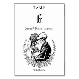 Gothic Till Death Skeleton Paar Bloemen Huwelijk Kaart